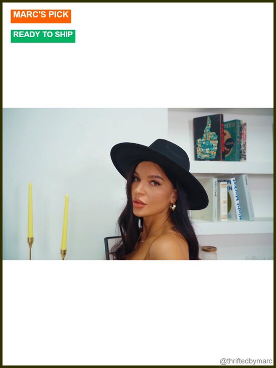 Wide Brim Felt Fedora Hat Women Western Panama Rancher Hat Adjustable main image 5